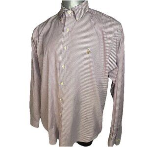 Polo Ralph Lauren Men's sz 17 1/2, 36/37 Purple Stripe Oxford Button Down Shirt